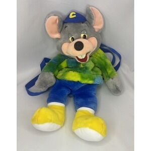 2002 Vintage Chuck E Cheese Plush Multicolored Tie Dye- Backpack